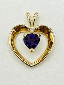 14KT Yellow Gold Amethyst Heart Pendant # 2422