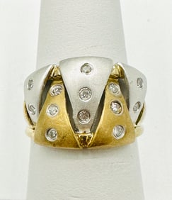 Natural Diamond Ring,14KT 2-Tone Gold # 2433