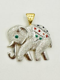 14KT 2- Tone Gold Elephant Pendant # 2435