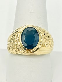 Natural Sapphire Ring,14KT Yellow Gold # 2457