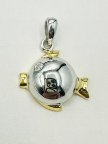 18KT White and Yellow Gold Fish Pendant with Natural Diamond # 2470
