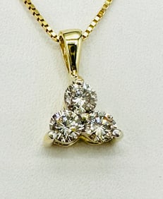 14KT Yellow Gold Natural Diamond Pendant and Chain # 2488
