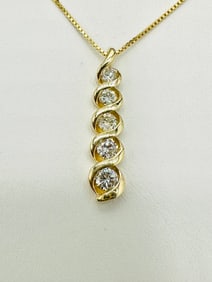 14KT Yellow Gold Natural Diamond Pendant and Chain # 2491