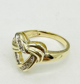 Natural Diamond Heart Ring,14KT Yellow Gold # 2496