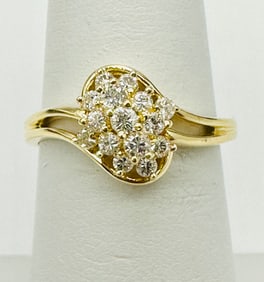 Natural Diamond Cluster Ring,14KT Yellow Gold # 2498