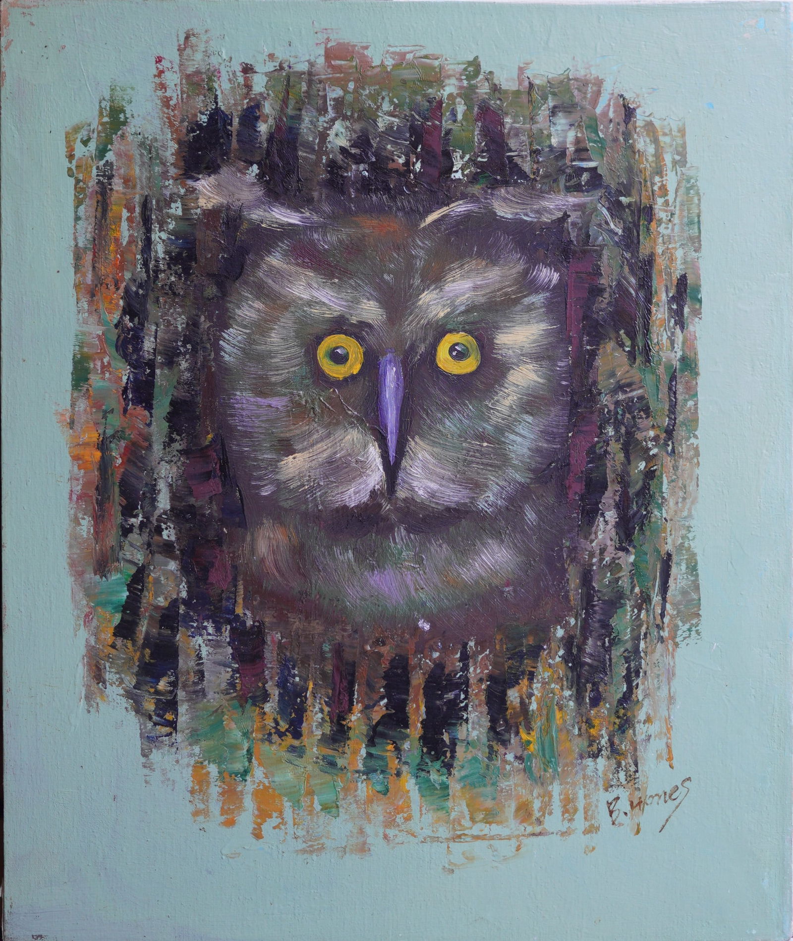 Owl Portrait Oil Painting on Canvas (1 of 8)