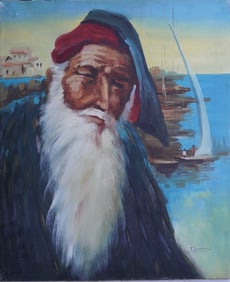 Old Man By The Sea Oil Painting on Canvas
