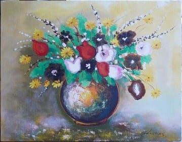 Still Life Flowers Oil Painitng on Canvas