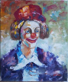 Clown Portrait Oil on Canvas Painting
