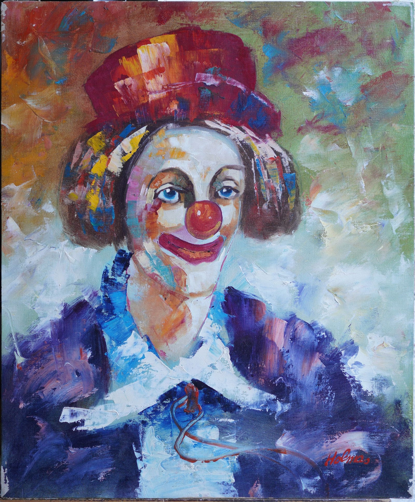 Clown Portrait Oil on Canvas Painting (1 of 9)