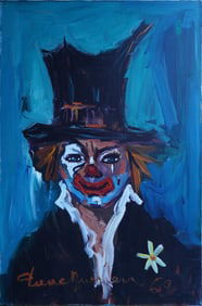 Clown in Suit Portrait Oil on Canvas Painting