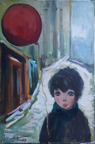 Child With Balloon Oil on Canvas Painting