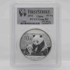 2012 Chinese Panda 1oz Silver Coin PCGS GEM BU