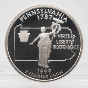 1999 American Proof Silver Quarter Pennsylvania