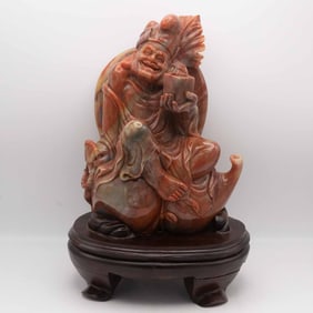 Chinese Hand-Carved Shoushan Stone Ji Gong Monk Figure