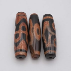Lot Of 3 Chinese Tibetan Agate Dzi Beads