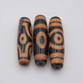 Lot Of 3 Chinese Tibetan Agate Dzi Beads