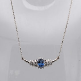 Sterling Silver Blue CZ Necklace