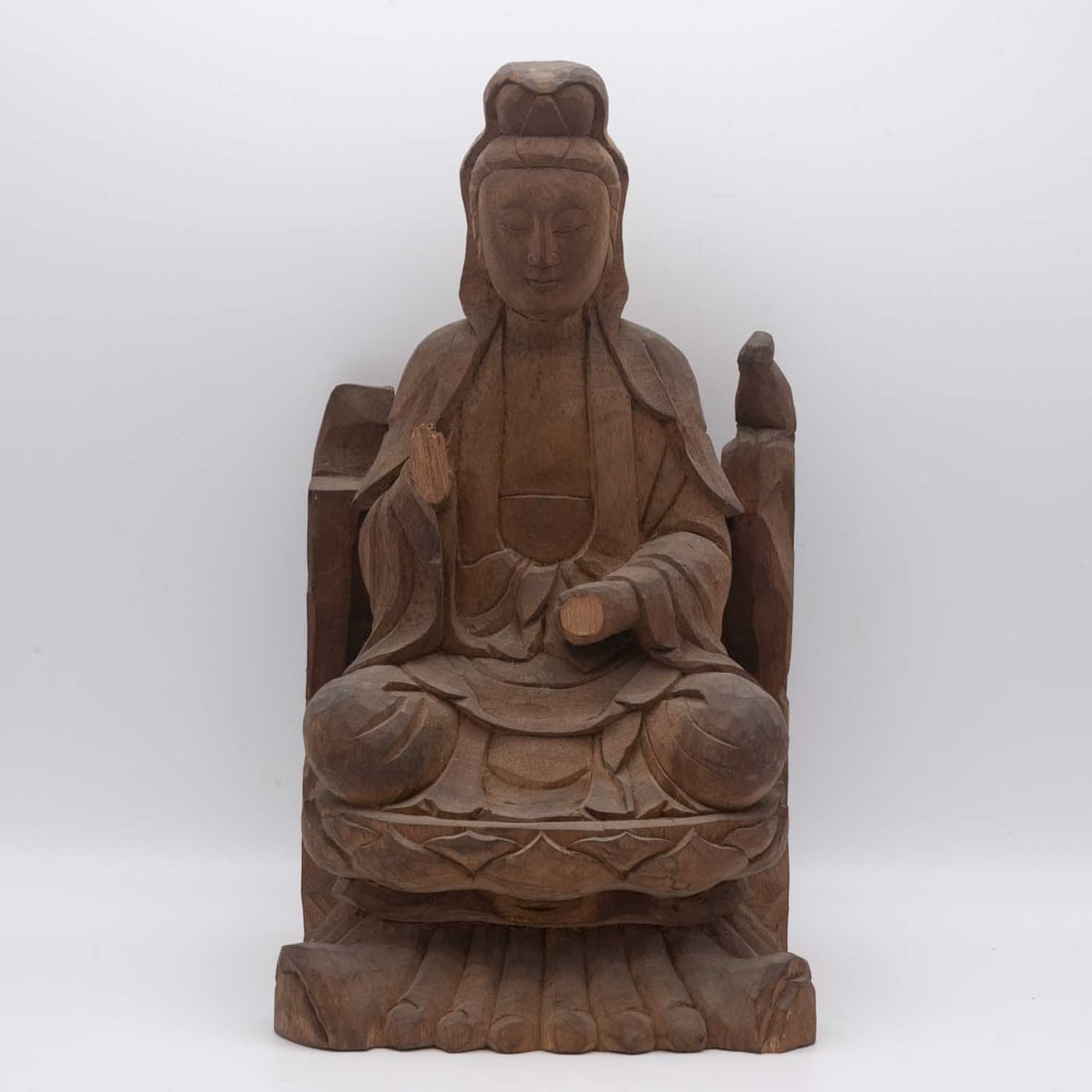 Antique 15th Century Chinese Carved Wood Guanyin Bodhisattva Sculpture: Medium: Wood Size: 10.5x5.5x4.7 inches Age/Detail: Antique 15th Century Chinese Carved Condition: brokem hands, great overall, check photo for condition reference. Provenance: Collection from Estate i