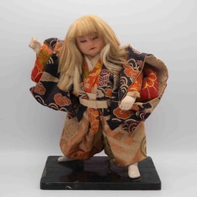 Vintage Japanese Silk Fabric Geisha Doll