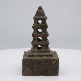 Antique Chinese Bronze Tower Stamp