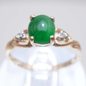 10k Gold Natural Icy Type A Jadeite Ring