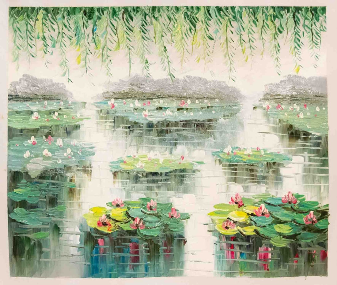 After Claude Monet Acrylic On Canvas "Water Lilies" (1 of 7)