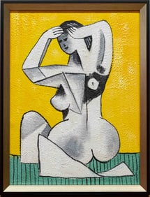 After Picasso Acrylic On Canvas "Nu Accroupi"