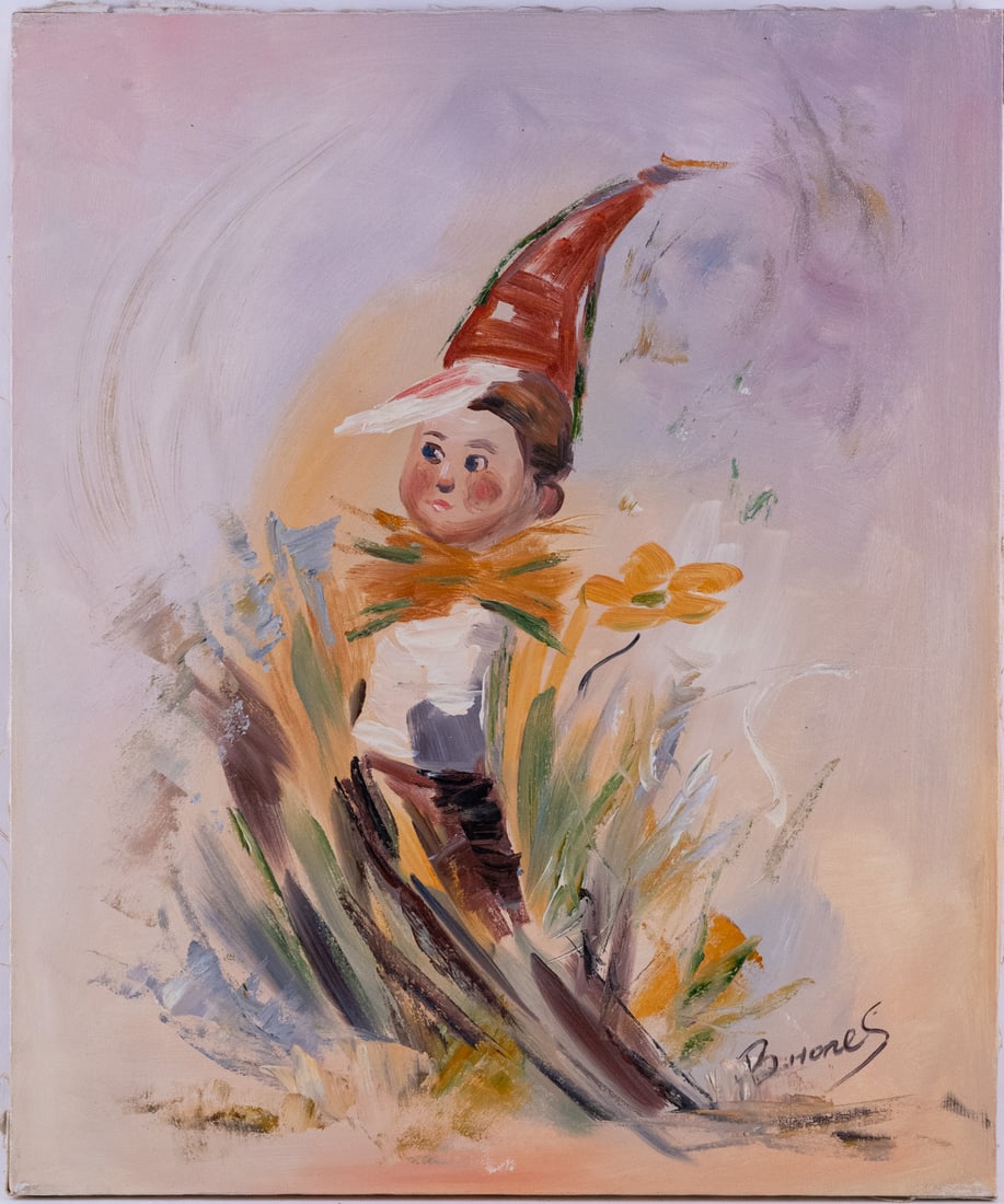 Vintage Modernist Oil On Canvas "Little Boy" (1 of 5)