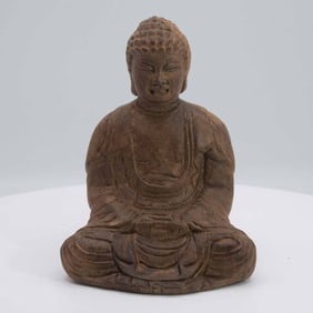 Vintage Chinese Export Wood Carved Buddha
