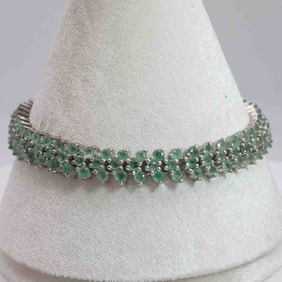 Sterling Silver Green Cubic Zirconia Bracelet