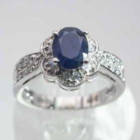 Sterling Silver Blue Cubic Zirconia Ring