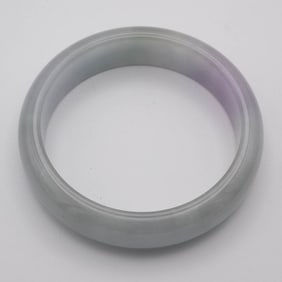 Chinese Translucent White And Lavender Jade Bangle