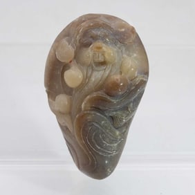 Old Chinese Carved Agate Old Deity Figure
