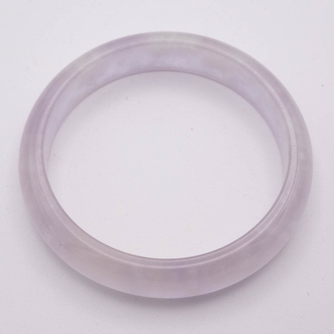 Chinese Translucent Lavender Jade Bangle: Medium: Translucent Lavender Jade Size: 2.3 inches Age/Detail: Chinese Condition: great overall, check photo for condition reference. Provenance: Collection from Estate in Williamsburg LiveShipping is