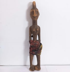 Old West African Yoruba Carved Wood Female Shrine Figure
