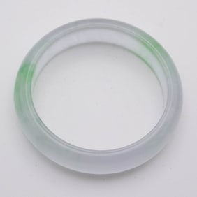 Chinese Icy White And Green Jade Bangle