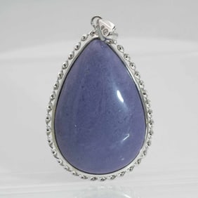Vintage Natural Blue Quartz Teardrop Pendant