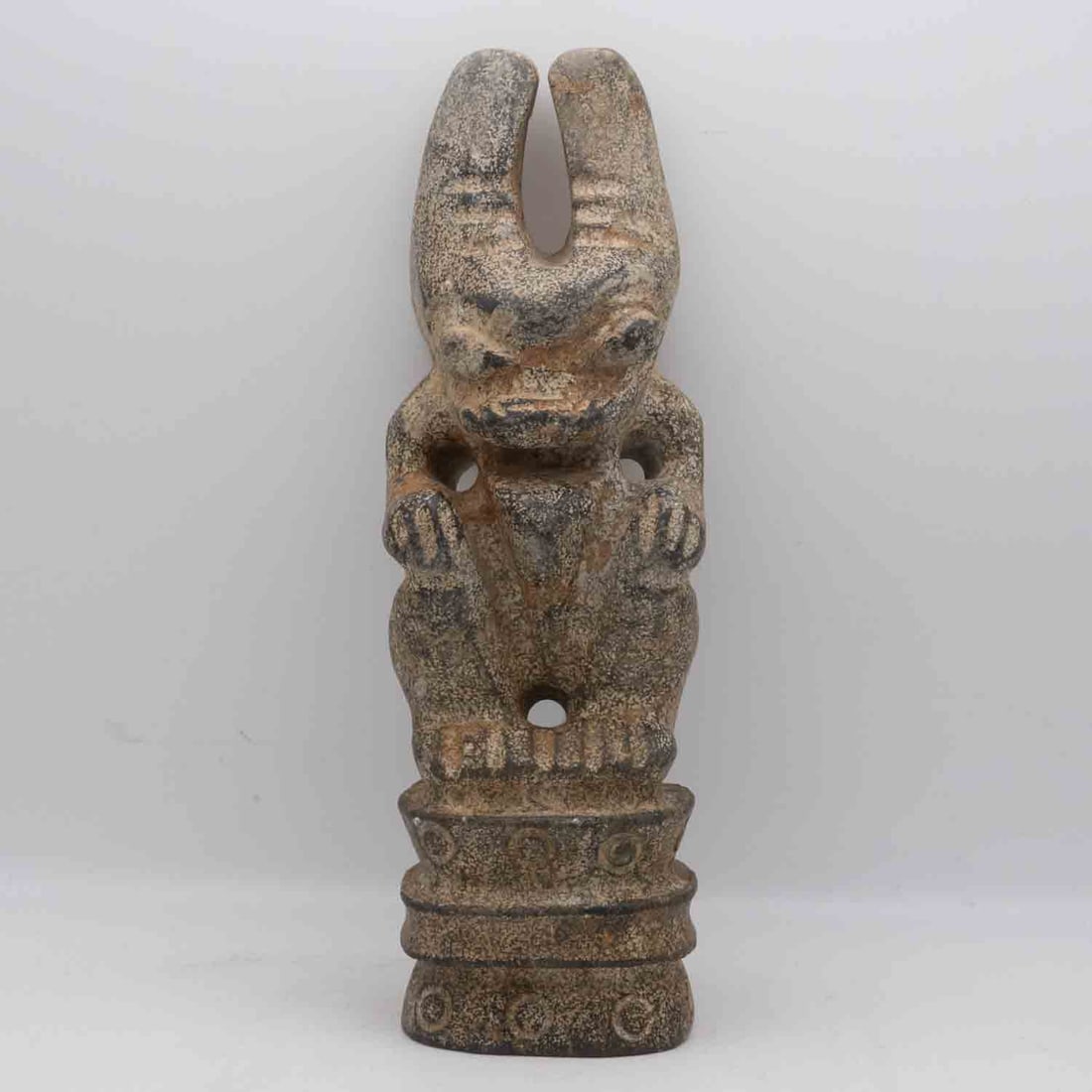Chinese Hongshan Culture Stone Sun God Sculpture: Medium: Stone Size: 10x3x2.2 inches Age/Detail: Chinese Hongshan Culture Condition: great overall, check photo for condition reference. Provenance: Collection from Estate in Tribecca LiveShipping is N