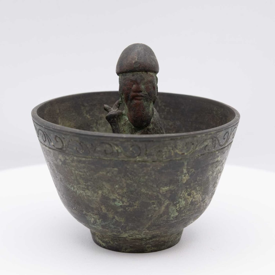 Antique Chinese Bronze Surprise Trick Cup: Medium: Bronze Size: 3.5x3.3x3.3 inches Age/Detail: Antique Chinese Condition: great overall, check photo for condition reference. Provenance: Collection from Estate in Tribecca LiveShipping is NOT a