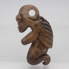 Old Chinese Hongshan Culture Jade Man Beast Figure