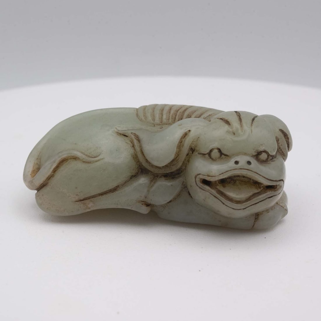 Antique Chinese Carved Jade Beast Figurine: Medium: Jade Size: 3x1.7x1.3 inches Age/Detail: Antique Chinese Carved Condition: great overall, check photo for condition reference. Provenance: Collection from Estate in Tribecca LiveShipping is NOT