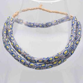 African Trade Painted Glass Beads Necklace