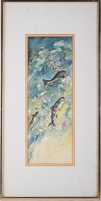 Early 20th Century Impressionist Watercolor On Paper "The Salmons"