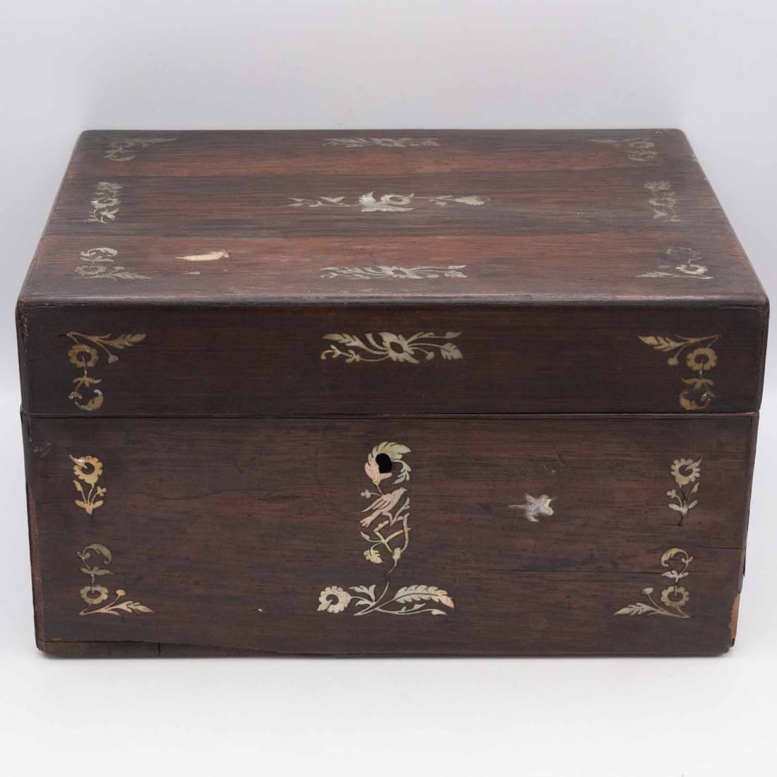 Antique Victorian Regency Mother Of Pearl Inlaid Rosewood Sewing Box (1 of 10)