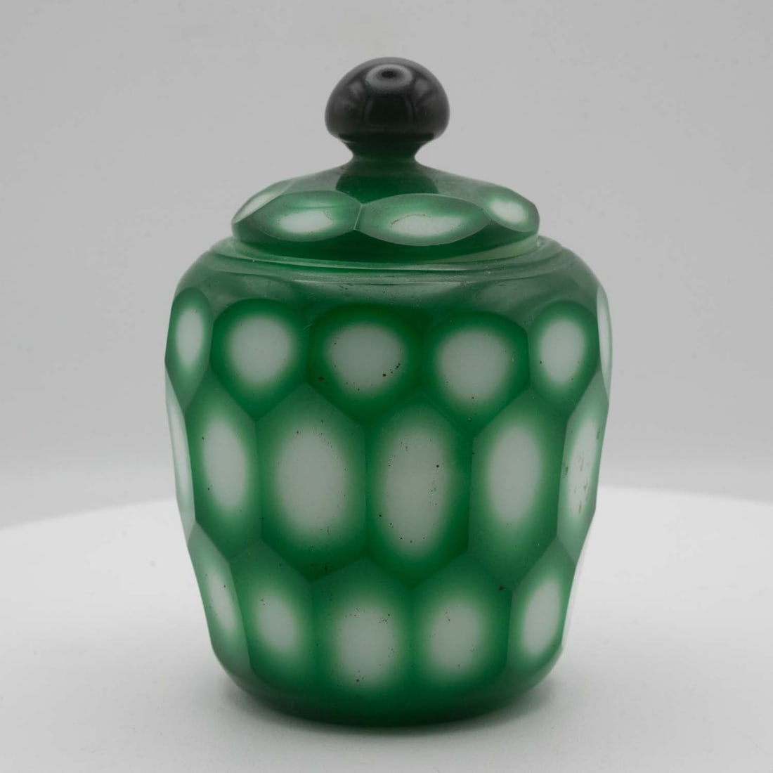 Vintage Boheman Overlay Art Glass Bottle: Medium: Overlay Art Glass Size: 3.7x2.7x2.7 inches Age/Detail: Vintage Boheman Condition: great overall, check photo for condition reference. Provenance: Collection from Estate in Williamsburg LiveShi