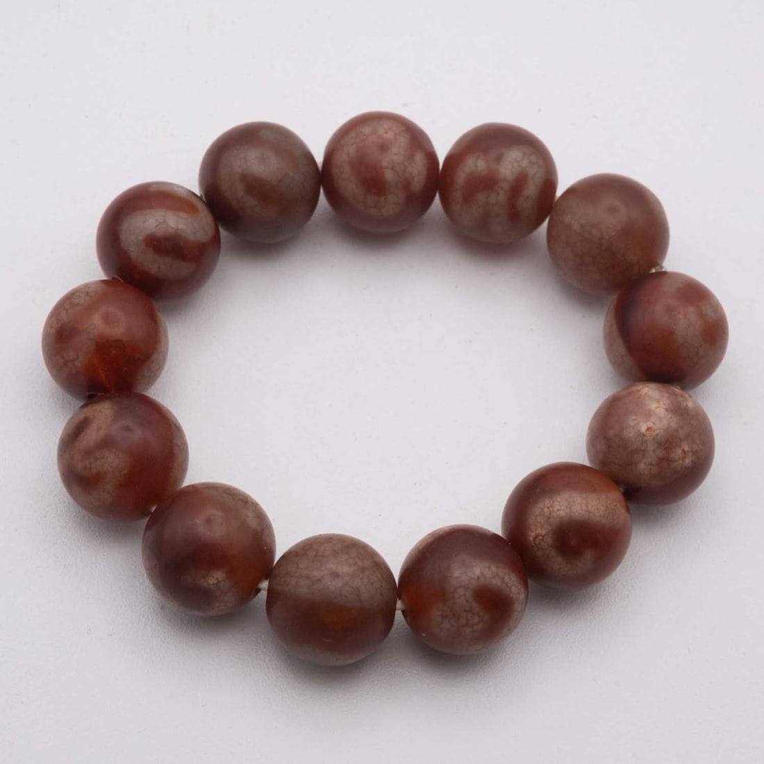Chinese Tibetan Red Agate Dzi Bead Bracelet (1 of 4)