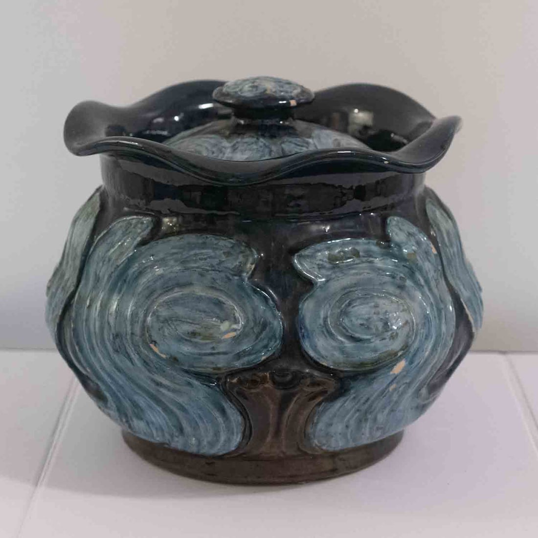 Antique Moller And Bogely Art Nouveau Earthenware Lidded Jar (1 of 6)