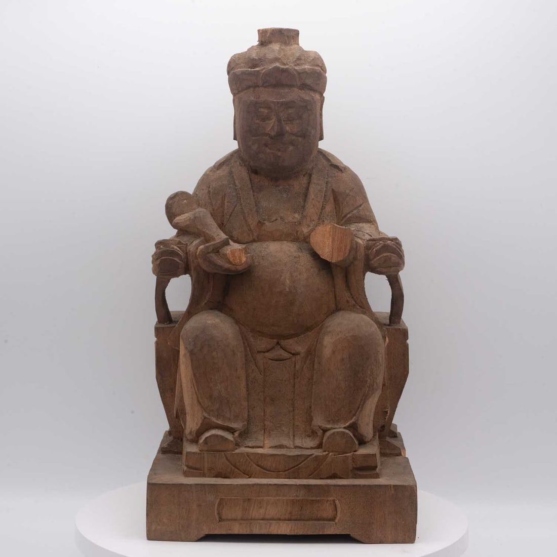 Antique Chinese 15th Century Carved Wood Scholar Sculpture (1 of 5)