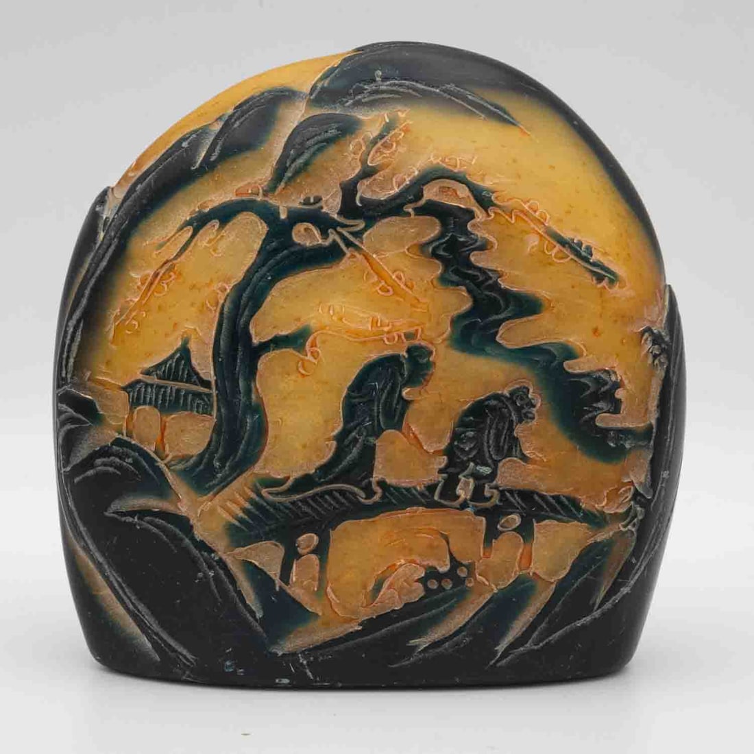 Antique Chinese Carved Yellow Jade Landscape Relief Sculpture Stone (1 of 5)